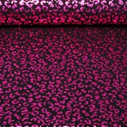 Baumwolljersey Glitzer Leo Schwarz Pink 