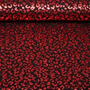 Baumwolljersey Glitzer Leo Schwarz Rot 