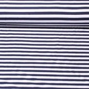 Baumwolljersey Streifen 10mm Navy Weiß