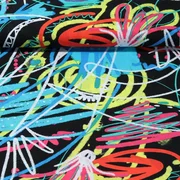 Baumwollvoile Bunte Skizzen Schwarz Multicolor