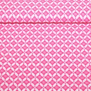 Baumwollvoile "Enjoy" Ornamente Weiß Pink