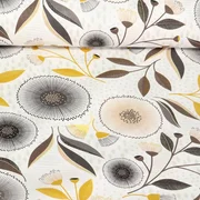 Beschichtete Baumwolle Blumen Punkte Weiß Braun