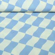 Beschichtete Baumwolle Karos Ecru Blau