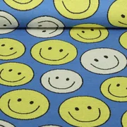 Bio Jacquard Jersey "Choose your Vibe" Smile Blau
