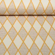 Bio Jacquard Jersey "Queen Of Hearts" Harlequin Hearts Beige
