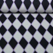 Bio Jacquard Jersey "Queen Of Hearts" Harlequin Hearts Schwarz