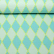 Bio Jacquard Jersey "Queen Of Hearts" Harlequin Hearts Türkis