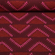 Bio Jacquard Jersey "Western Fairy Tales" Camp Site Bordeaux