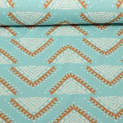 Bio Jacquard Jersey "Western Fairy Tales" Camp Site Türkis