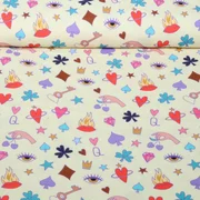 Bio Musselin Glatt "Queen Of Hearts" Queens Secrets Beige