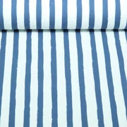 Bio Sommersweat Gemalte Streifen Ecru Blau
