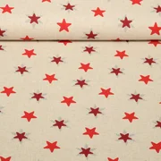Canvas Sterne Leinenlook Beige Rot