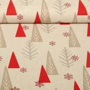Canvas Weihnachtsbäume Leinenlook Rot Beige 