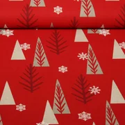 Canvas Weihnachtsbäume Leinenlook Rot Beige