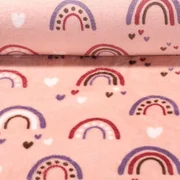 Kuschelfleece "Regenbogen und Herzchen" Rosa