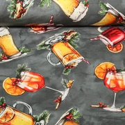 French Terry X-Mas Getränke Grau