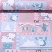 French Terry X-Mas Polartiere Rosa