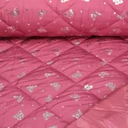 Gesteppter Jackenstoff Schmetterlinge Foliendruck Altrosa