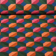 Jacquard Canvas Geo Grün Fuchsia