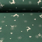 Jacquard Canvas Landhaus Doubleface Hirsche Grün Beige