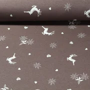 Jacquard Canvas Landhaus Doubleface Hirsche Taupe Beige