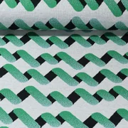 Jacquard Jersey "Up and Down" Grau Grün