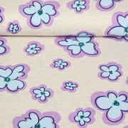 Jersey Blüten Ecru Melange