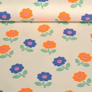 Jersey Blumen Neon Offweiß