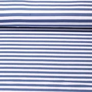 Baumwolljersey Streifen 10mm Jeansblau Weiß
