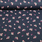 Jersey Mille Fleur Blumen Blau Melange
