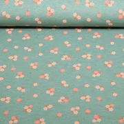 Jersey Mille Fleur Blumen Mint Melange