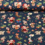 Jersey Weihnachtsmann Und Tiere Blau