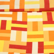Kleider- und Blusenstoff Bunte Rechtecke Orange Multicolor