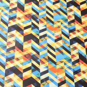 Kunstleder Zickzack Gelb Blau