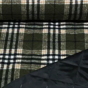 Mantelstoff Jacquard Karo Grün
