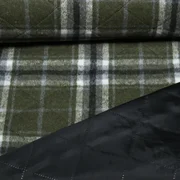 Mantelstoff Jacquard Karo Khaki
