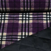 Mantelstoff Jacquard Karo Lila