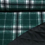 Mantelstoff Jacquard Karo Petrolgrün