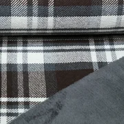 Mantelstoff Tweed Karo mit Fellabseite Braun
