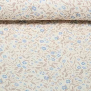 Musselin Extrabreit Blumen Ecru Blau 