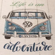 Canvas Panel "VW Bulli-Life is an adventure" Beige Multicolor