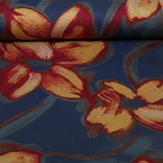 Romanit Jersey Große Blumen Blau Bordeaux