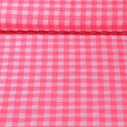 Seersucker Karo Groß Neon Rosa