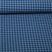 Seersucker Karo Marine Hellblau