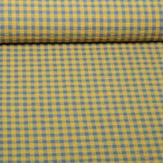 Seersucker Karo Ockergelb Blau