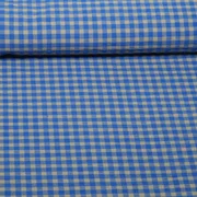 Seersucker Karo Royalblau Beige
