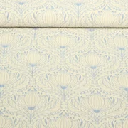 Seersucker Vintage Blüten Ecru Blau