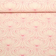 Seersucker Vintage Blüten Ecru Rosa