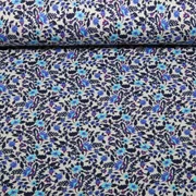 Sommersweat French Terry Blüten Hellgrau Blau
