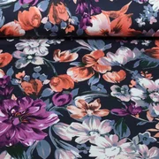 Sommersweat French Terry Blüten Navy